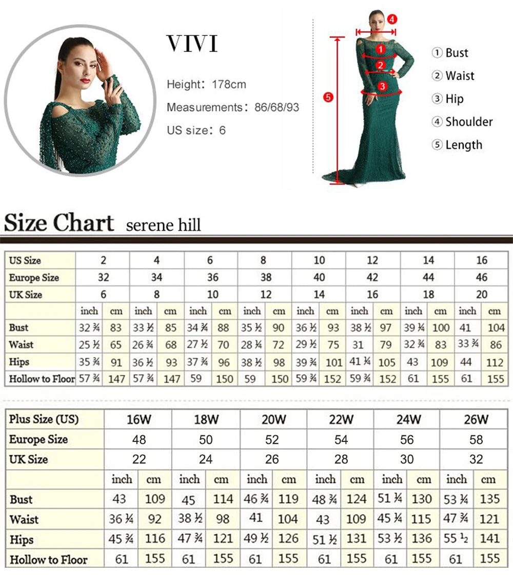 Serene Hill Muslim Blue Mermaid Over Skirt Evening Dresses Beads Puff Shoulder Prom Formal Gowns 2024 For Women Party LA72030