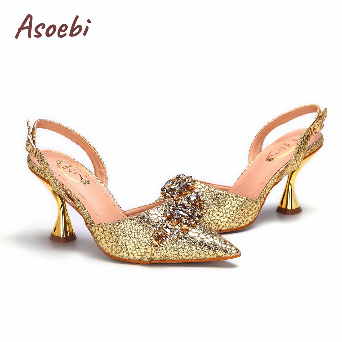 Pink Color Sandals for Women 2024 Luxury Wedding Pumps High Heels Rhinestone Design Party Shoes and Bags Set for Wedding Party