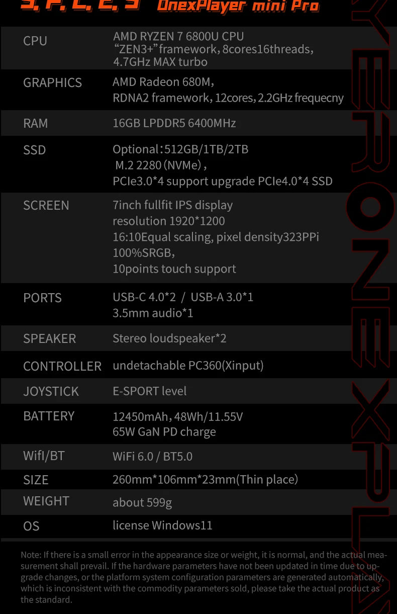 OnexPlayer miniPro AMD Ryzen 7840U Handheld 3A Gamepad Laptop 32G 1T 2T PC Game Console Win11 7" 1200P Touch Pocket Computer