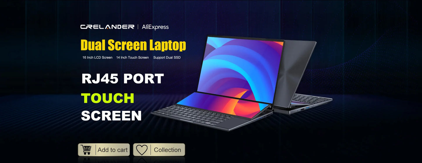 CRELANDER Double Screen Laptop Core i9 10th Generation Windows 11 Touch Screen Gamer Laptop PC Portable Notebook Computer