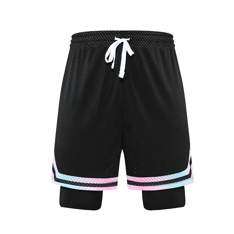 Fake Two Basketball Shorts Loose American Anti-light Men Women Ball Pants Summer Quasi-training Running Sports Five-point Pants
