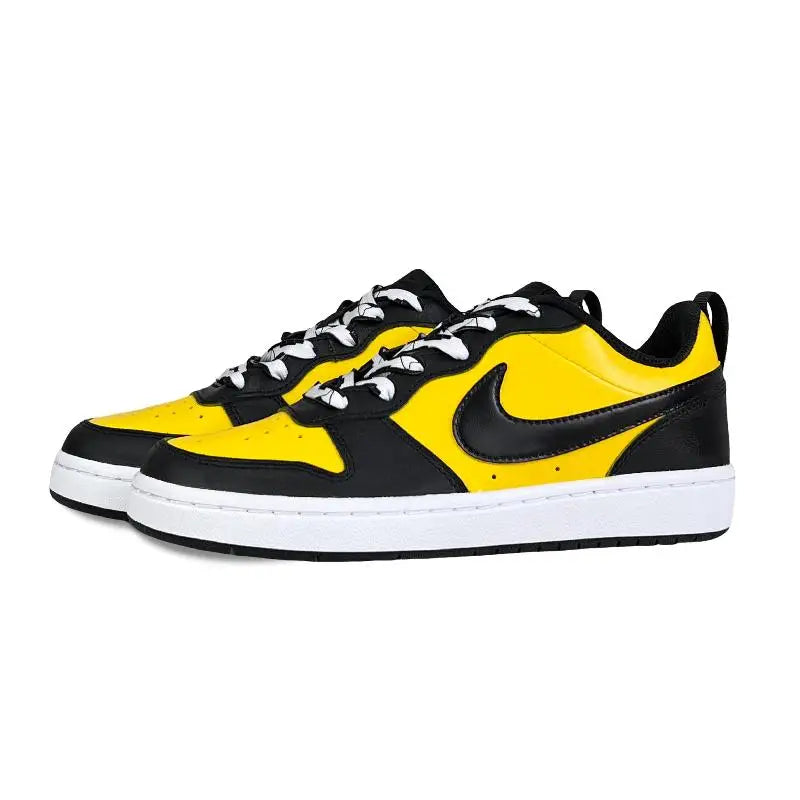 【Customize】Nike Court Borough Skateboarding Shoes Women's Low-top Yellow/black Sneakers shoes BQ5448-115