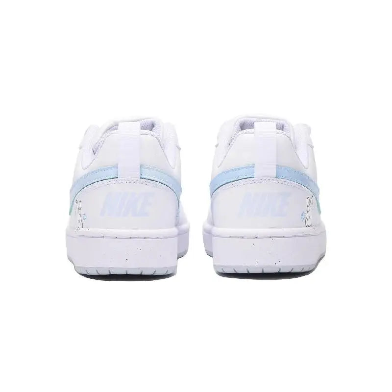 【Customize】Nike Court Borough Skateboarding Shoes Women's Low-top White/Blue Sneakers shoes DV5456-109