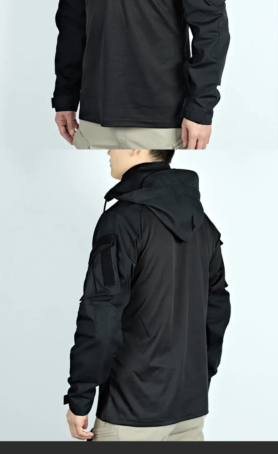 Tactical Shirts Men Long Sleeve Breathable T-shirt Camo Hooded Quick-dry Paintball T-Shirt Tops Wear-resisting