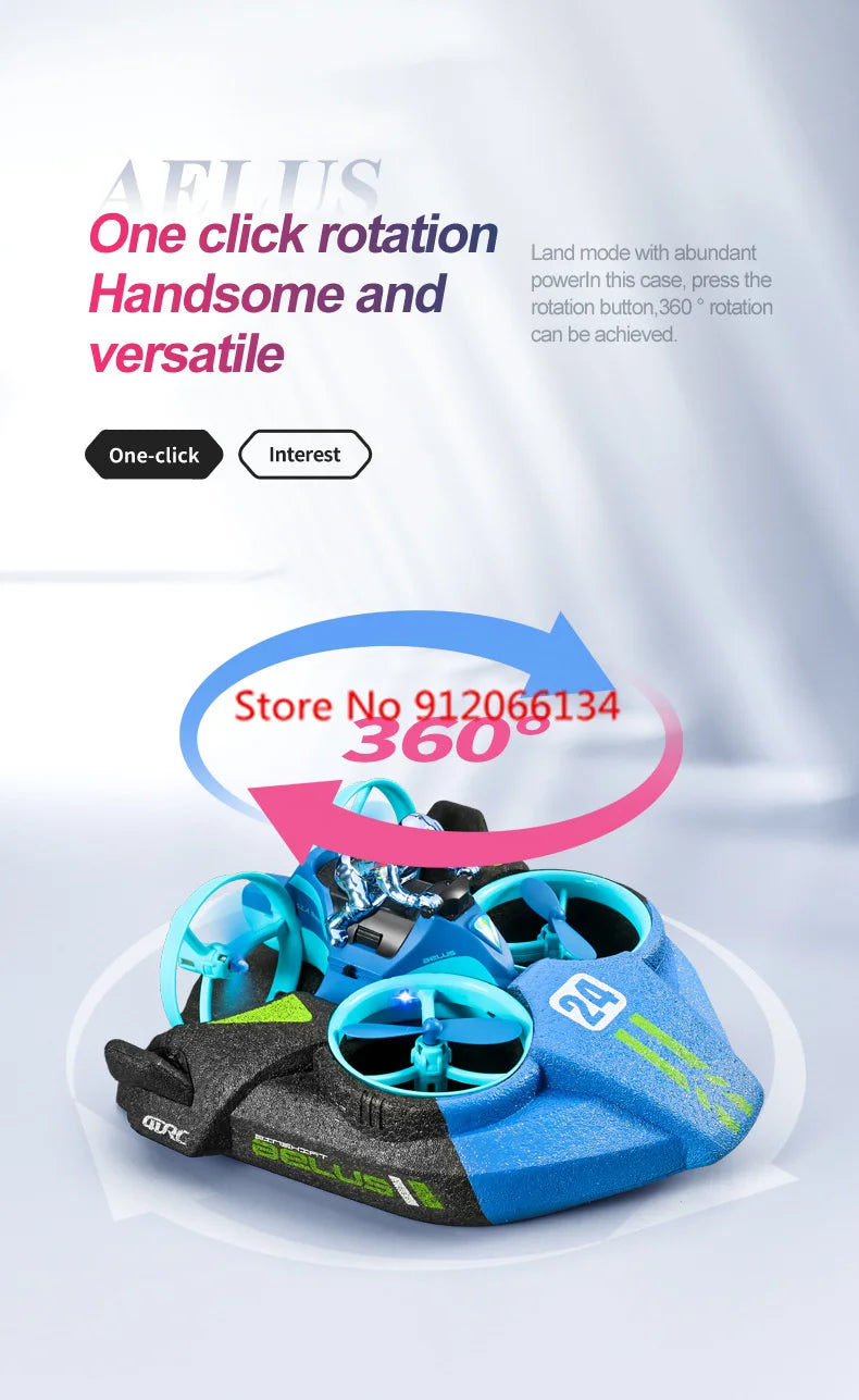 3 In 1 RC Drone Hovercraft Air Flight/Land/Water Driving Quadcopter Aircraft Car Boat Remote Control Airplane Boy Kid Gift Toys