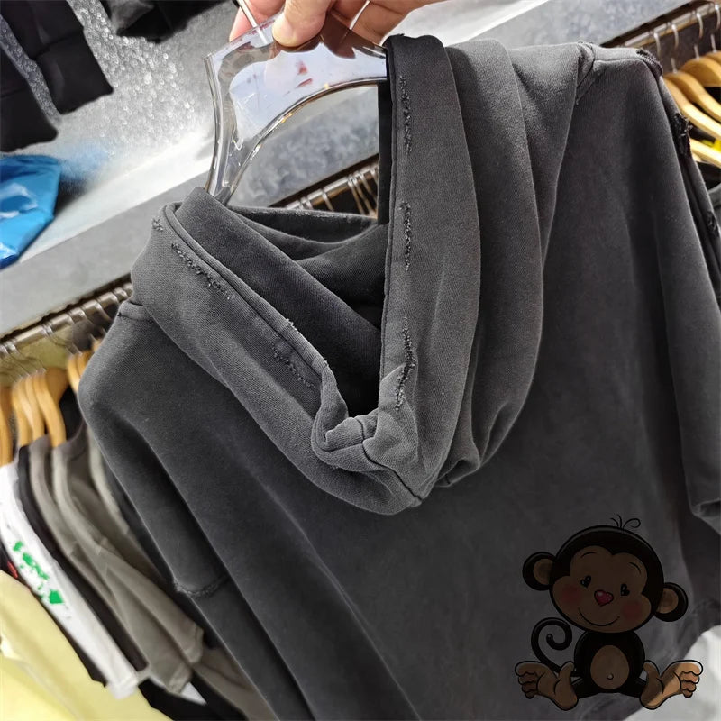 Washed Blue Best Quality 1:1 ERD Men's Hoodie Thick and Loose Enfants Riches D é Prim é s Printed Sweatshirt