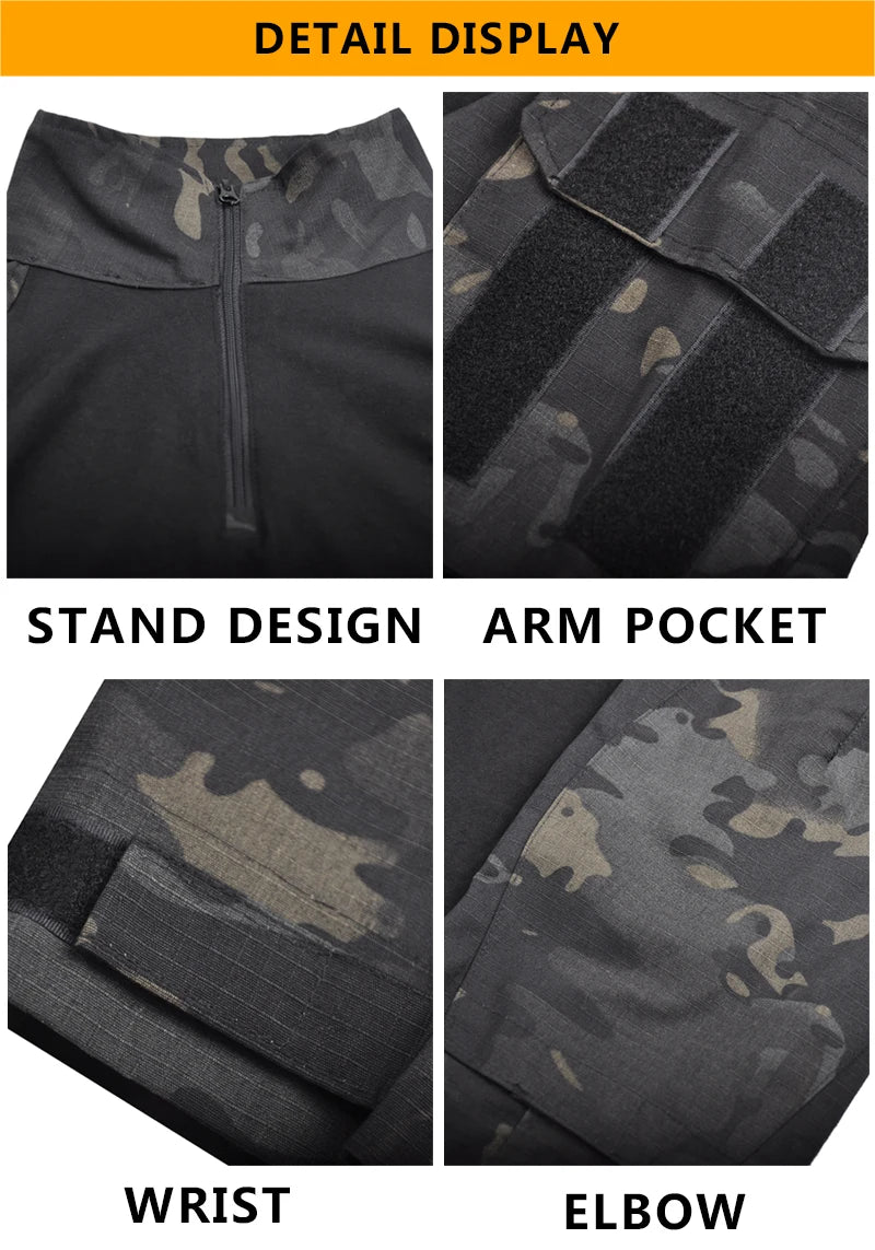 Outdoor Paintball Work Clothing Wear resistant Uniform Combat Shirts Cargo Pants Knee Pads Pants Windproof Suits