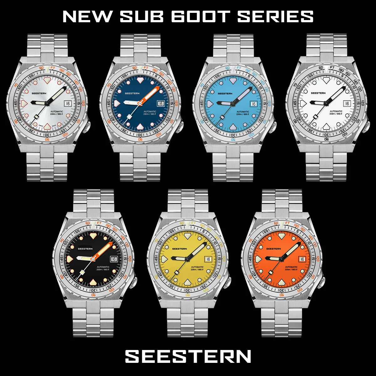 SEESTERN SUB600T Mens Diver Watch Automatic NH35 Movement Ceramic Bezel Lume Mechanical Wristwatches Sapphire Waterproof V3