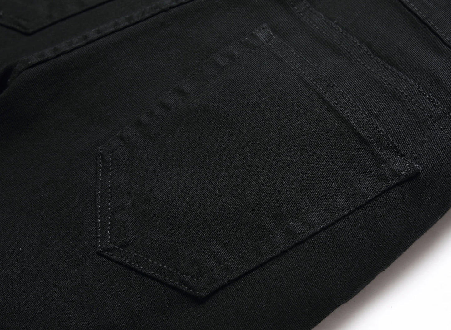 Men Black Stretch Skinny Fit Pencil Jeans Trousers Knee Ripped Distressed Motorcycle Biker Jeans Pants For Men's