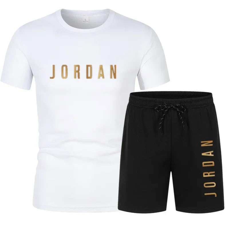 2025 Summer Fashion Trendy Casual Sports Two Piece Set Youth Men's Short sleeved T-shirt+Shorts Set