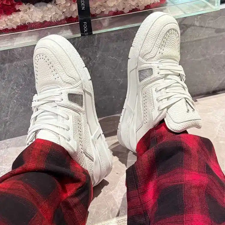 2025 New Men's Black Breathable Casual Shoes High Street Men's Lace-up Platform To Increase Leisure Sports Shoes Men's Shoes