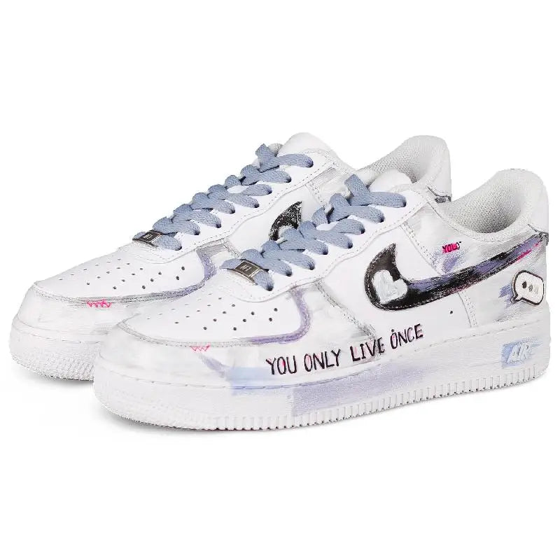 【Customize】Nike Air Force 1 Skateboarding Shoes Men Low-top Purple Sneakers shoes CW2288-111
