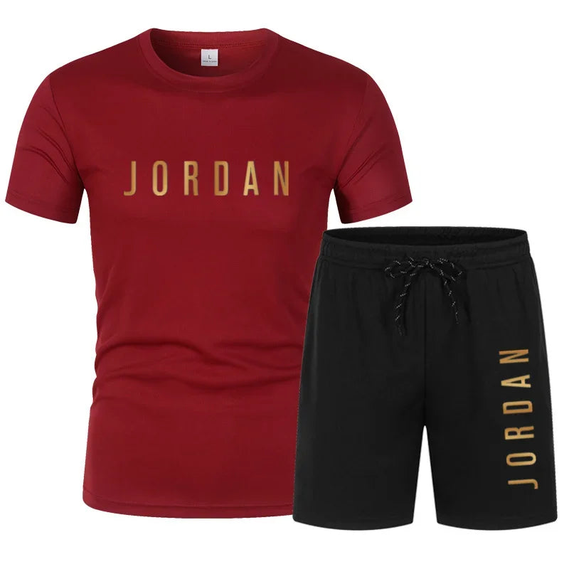 2025 Summer Fashion Trendy Casual Sports Two Piece Set Youth Men's Short sleeved T-shirt+Shorts Set