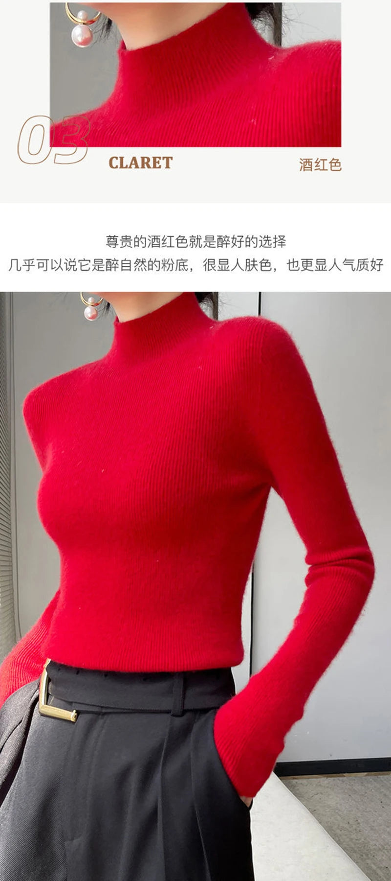 Solid Sweater Women Half Turtleneck Knitted Pullovers Harajuku Korean Thick Knitwear Autumn Winter Fashion Slim Jumpers