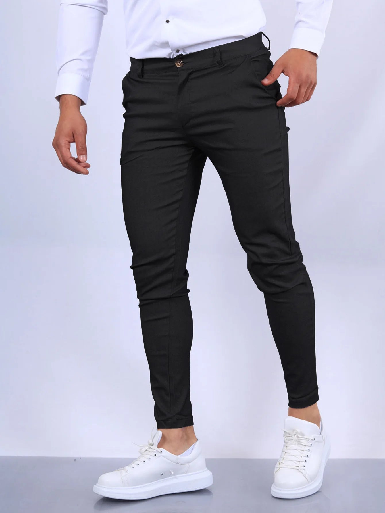 Solid Color Fashion Men's Pants Europe and the United States England Wind Calf Pants Four Seasons Comfortable Casual Formal Pant