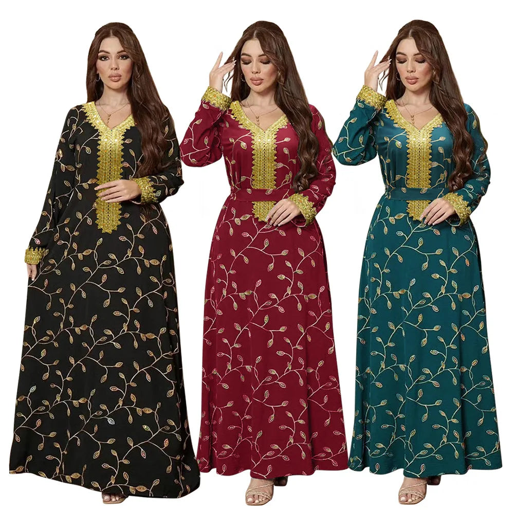 Middle East Evening Dress Set for Women, Muslim Fashion, Islamic Women's Gown, Ramadan, Dubai, Saudi Arabian, New, 2 Pcs