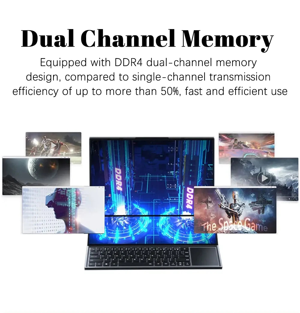 CRELANDER Double Screen Laptop Core i9 10th Generation Windows 11 Touch Screen Gamer Laptop PC Portable Notebook Computer