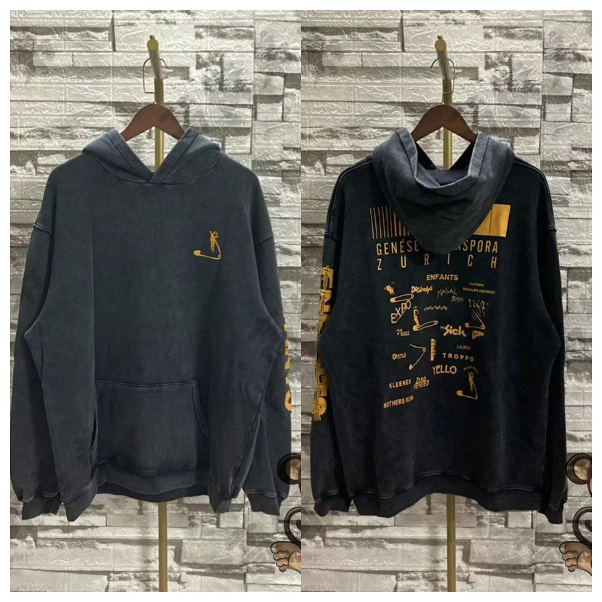 Red letter printed ERD men's hoodie retro pure cotton loose casual sportswear streetwear men