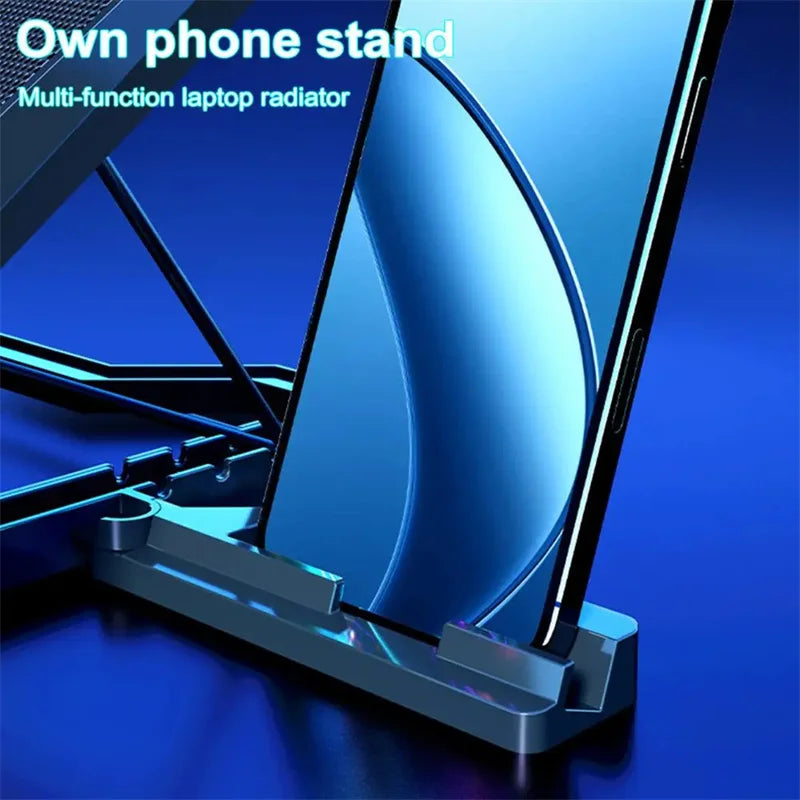 8 Powerful Fans Gaming Laptop Cooler 2 Usb Ports with Rgb Light Hd Display Laptop Cooling Pad Adjustable Notebook Cooler Stand