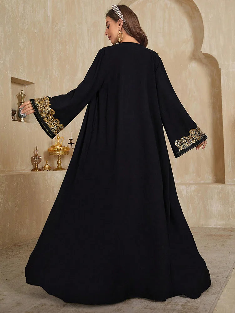 Dubai Morocco Women Long Dress Kimono Open Abaya Muslim Matching Set 2 Pieces Eid Ramadan Kaftan Turkey Islam Clothing Musulman