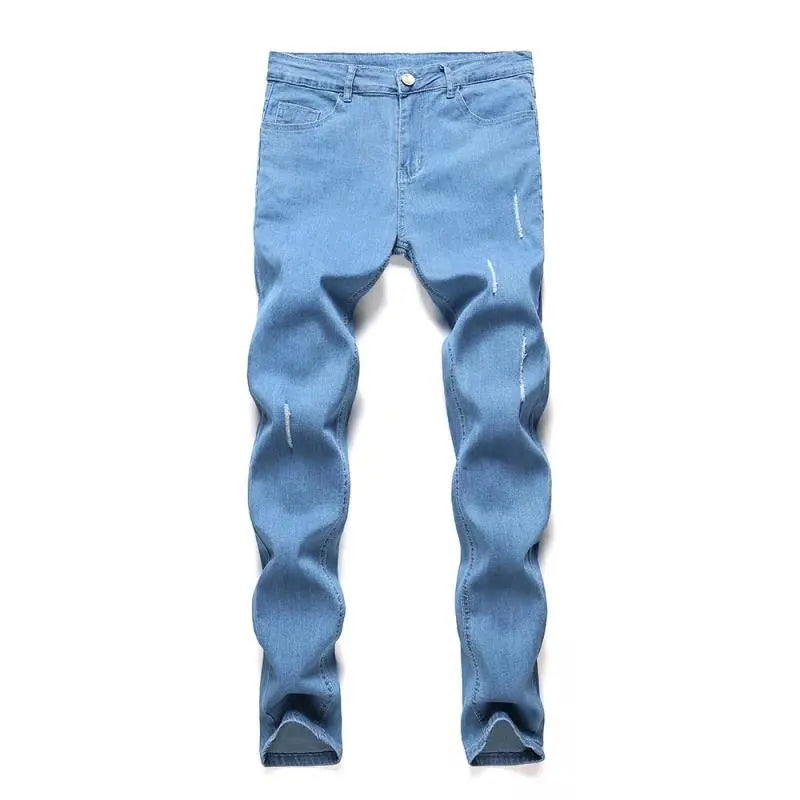 Slim Fit Ripped Men's Jeans Fashion Paint Hip Hop Male Denim Trousers Street Style Youth Cool Pant Stretch Jeans For Calves