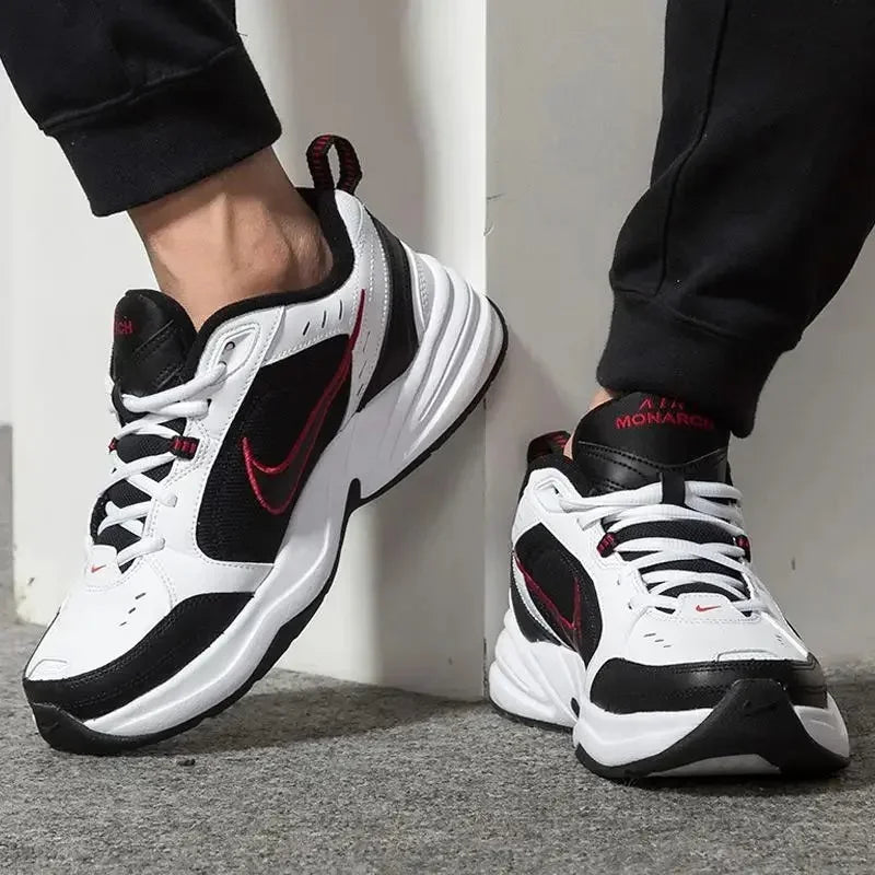 Nike Air Monarch IV White Navy Retro Versatile Casual Men Women Daddy Shoes Running Shoes Anti-Slip Hard-Wearing 415445-102