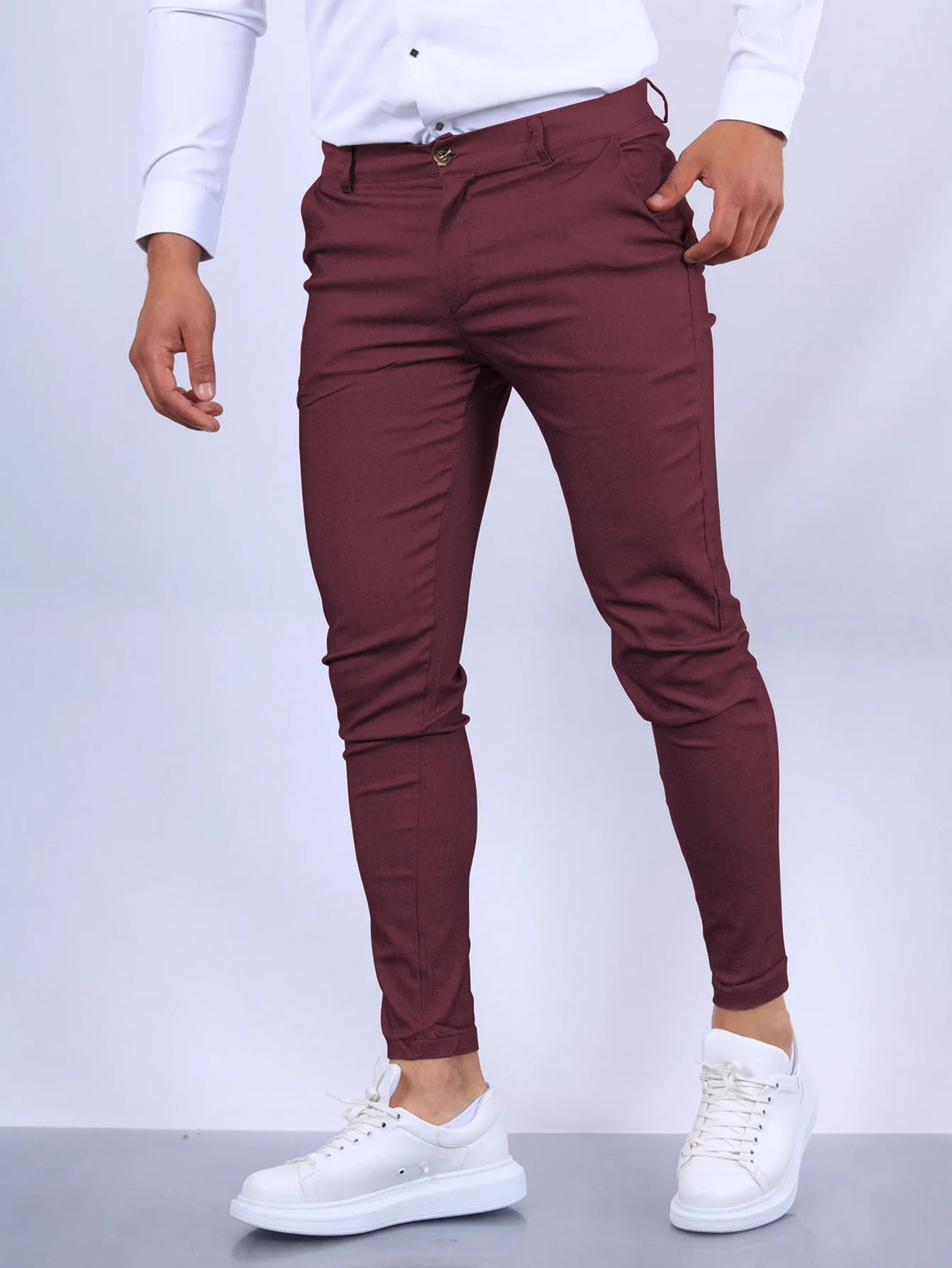 Solid Color Fashion Men's Pants Europe and the United States England Wind Calf Pants Four Seasons Comfortable Casual Formal Pant