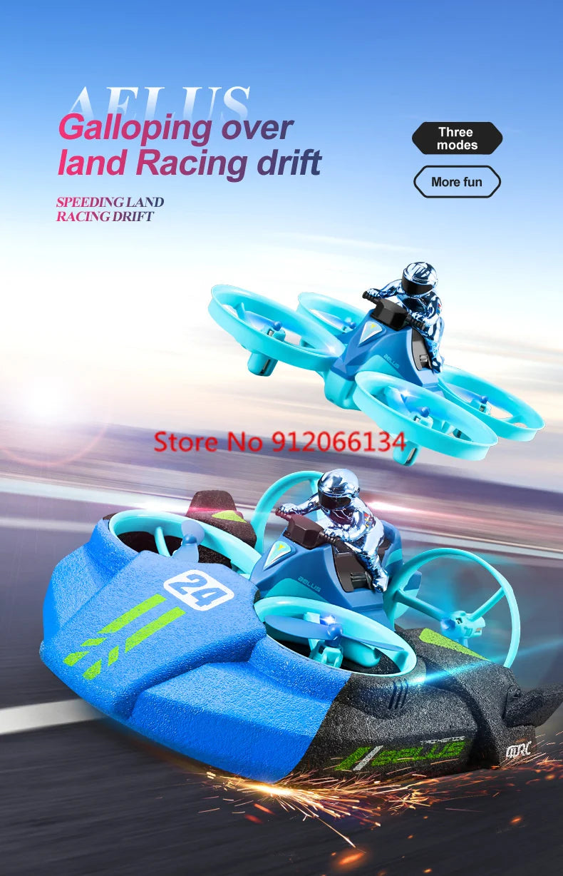 3 In 1 RC Drone Hovercraft Air Flight/Land/Water Driving Quadcopter Aircraft Car Boat Remote Control Airplane Boy Kid Gift Toys