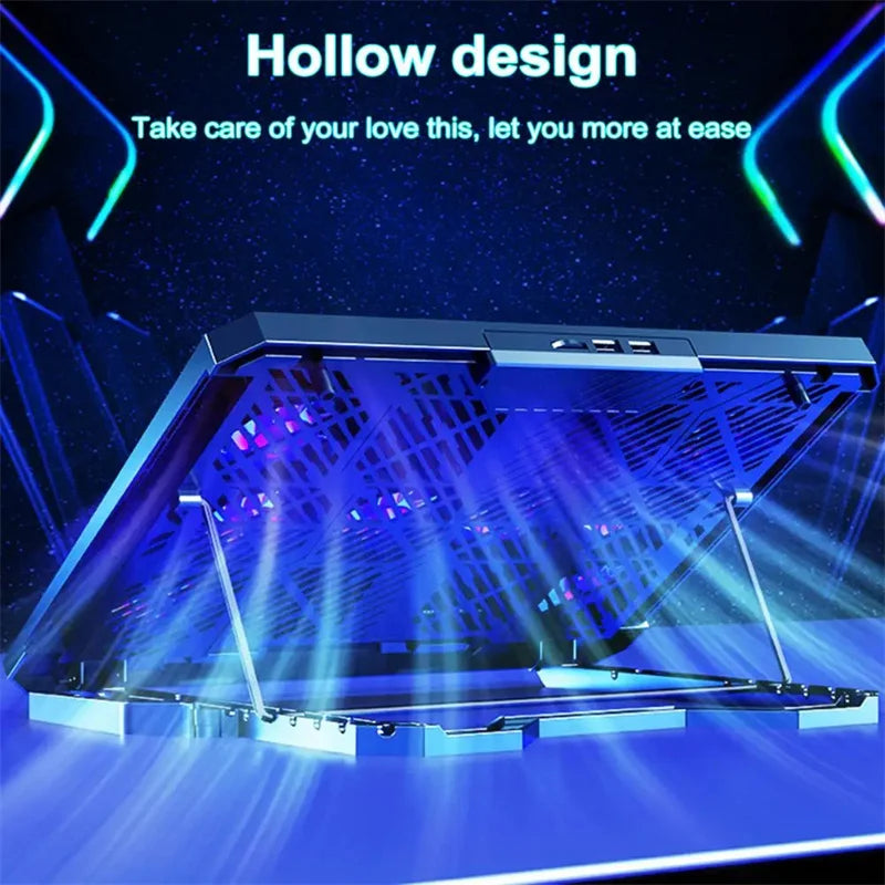8 Powerful Fans Gaming Laptop Cooler 2 Usb Ports with Rgb Light Hd Display Laptop Cooling Pad Adjustable Notebook Cooler Stand