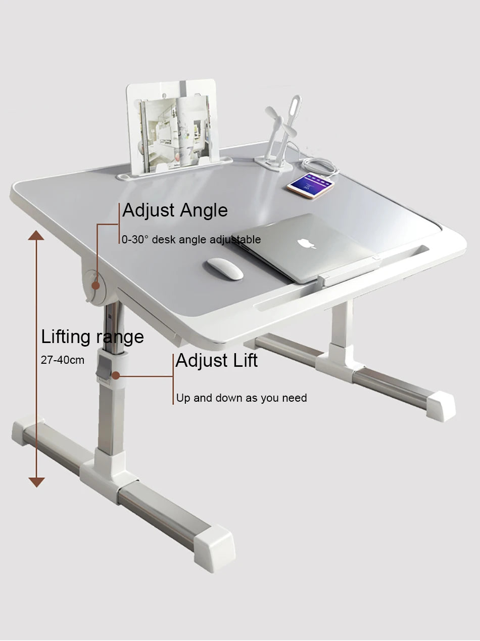 Foldable Standing Laptop Lift Desk Portable Table for MacBook Air Pro 13 14.2 16.2 17.3 Adjustable Laptops Bed Stand Lapdesk