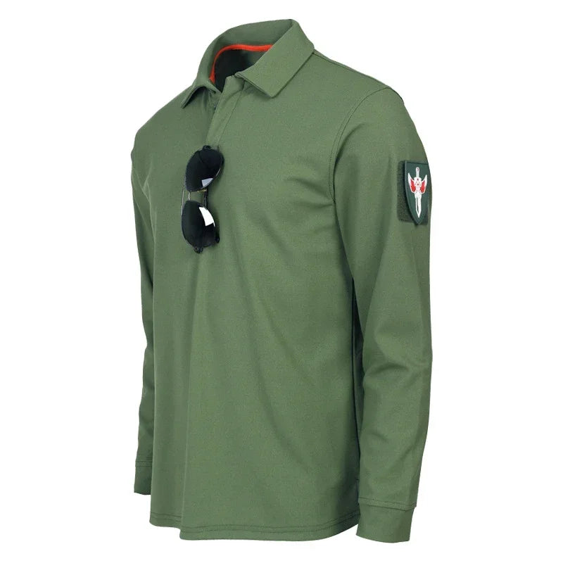 Casual Men Polo Shirts Tactical Military Men's Long Sleeve Shirt Solid Army Hunting Climbing Tee Shirt Quick Dry Breathable Tops