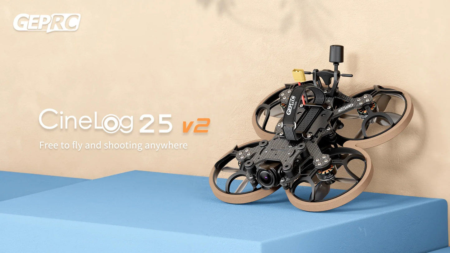 GEPRC Cinelog25 V2 Analog 5.8g 1w vtx TAKER G4 35A AIO 1404 4500KV Motor BNF 2.5-inch FPV Freestyle Drone Racing Quadcopter