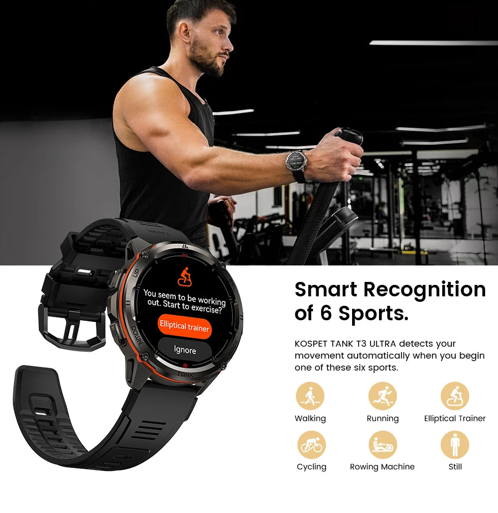 2024 Original KOSPET TANK T3 Ultra GPS Smartwatch For Men Women Waterproof Smart Watches Military Rugged Bluetooth Digital Watch