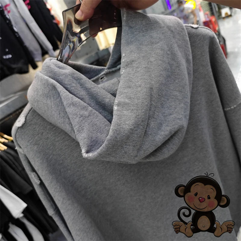 Washed Blue Best Quality 1:1 ERD Men's Hoodie Thick and Loose Enfants Riches D é Prim é s Printed Sweatshirt
