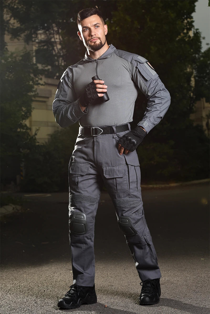 Outdoor Paintball Work Clothing Wear resistant Uniform Combat Shirts Cargo Pants Knee Pads Pants Windproof Suits