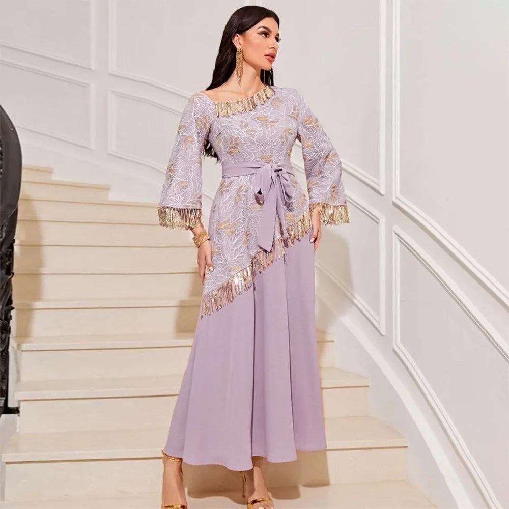 Middle East Evening Dress Set for Women, Muslim Fashion, Islamic Women's Gown, Ramadan, Dubai, Saudi Arabian, New, 2 Pcs