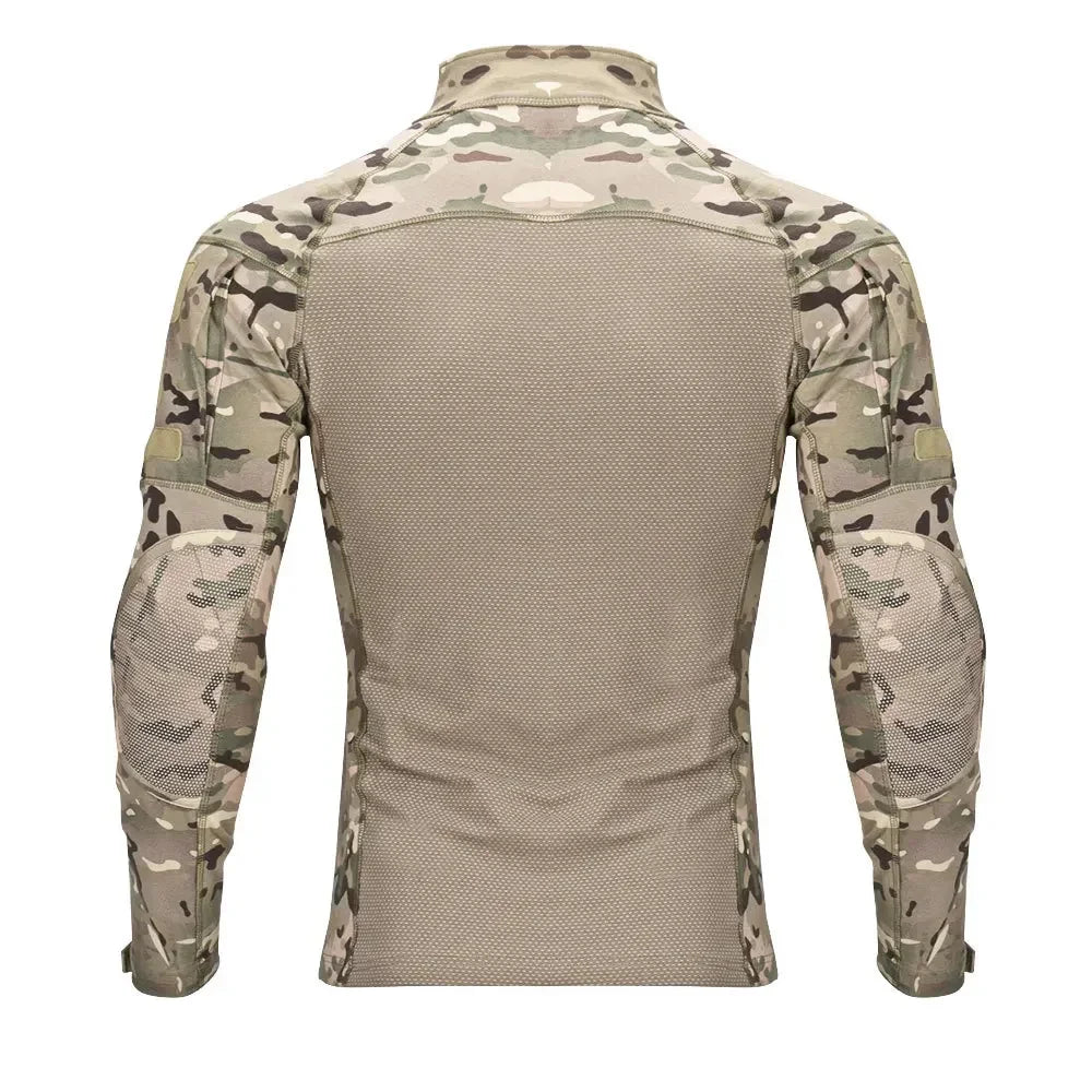 Combat Shirts 1/4 Zip Long Sleeve Tactical Shirts Breathable Outdoor Hiking Shirts Pullover Tops Hunting Clothes Wear Resistant