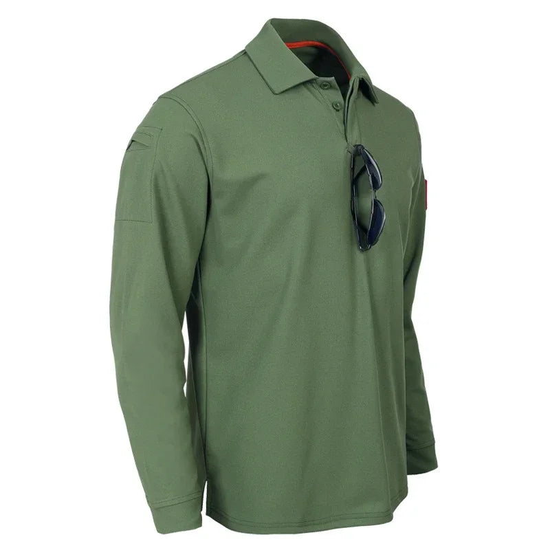 Casual Men Polo Shirts Tactical Military Men's Long Sleeve Shirt Solid Army Hunting Climbing Tee Shirt Quick Dry Breathable Tops