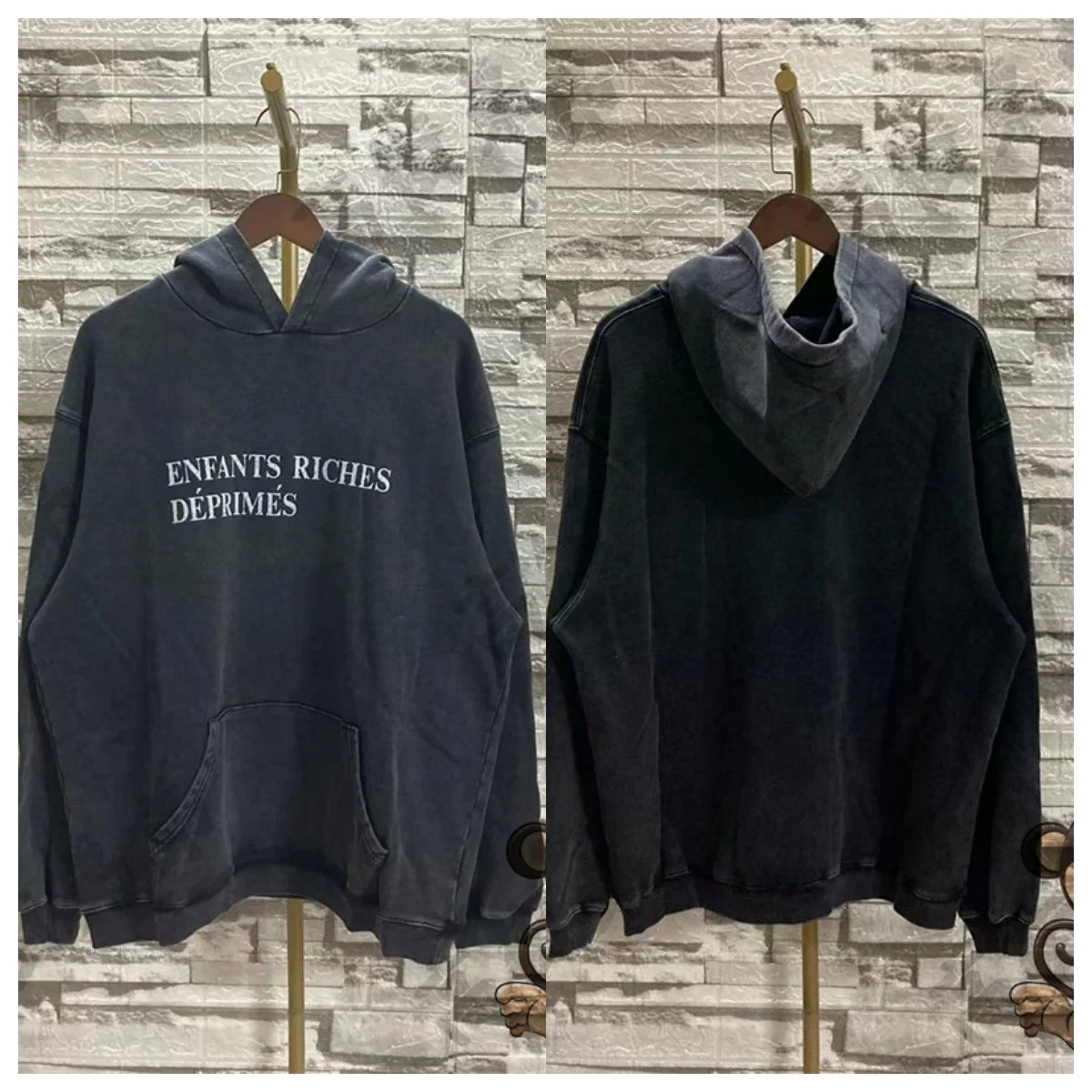 Red letter printed ERD men's hoodie retro pure cotton loose casual sportswear streetwear men