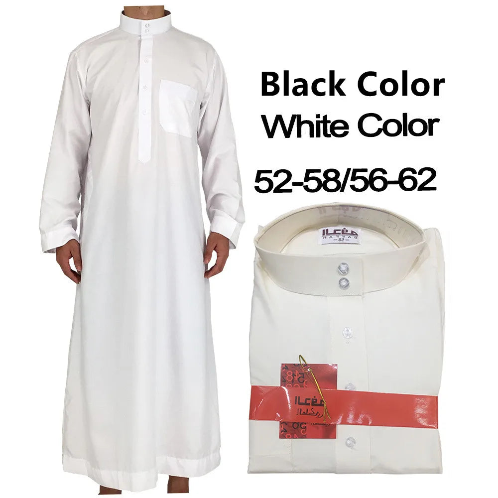 New 2024 Muslim Middle East Men Long Sleeve Arab Crew Neck Islamic Solid Color Kaftan Maxi Dubai Long Jubba Thobe Abaya Clothes