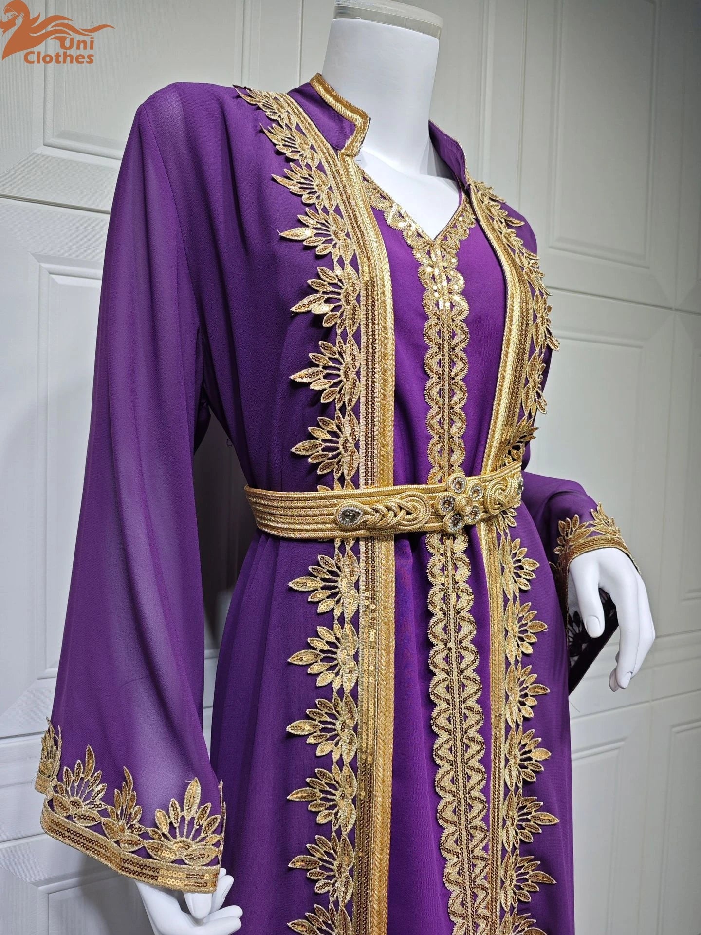 Muslim Sets Women Embroidery Evening Dress Dubai Abaya Turkey Kaftan Eid Djellaba Ramadan Morocco Caftan Jalabiya Vestido AB422
