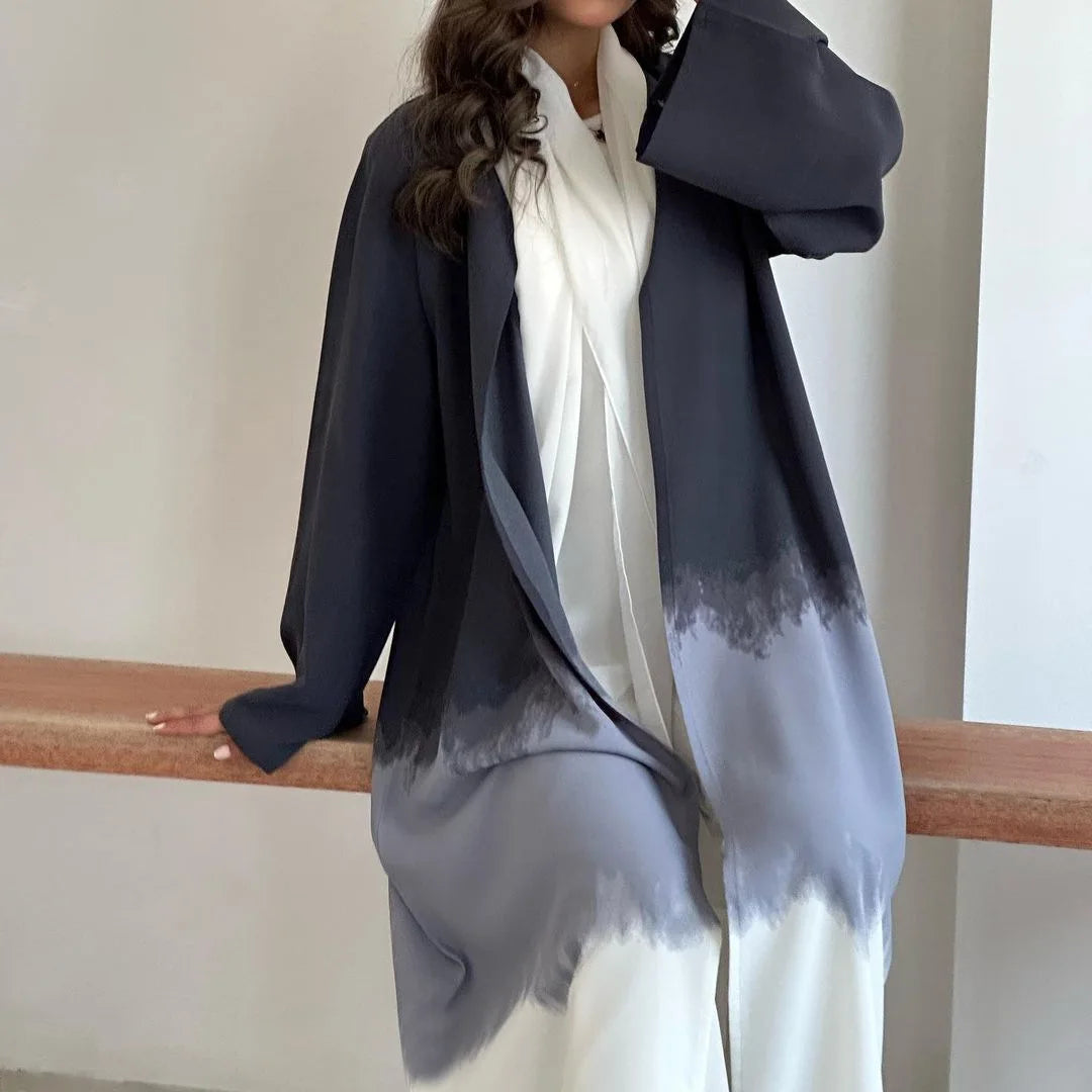 Tie-Dyed Long Dress Party Evening Robe Abaya Women Muslim Moroccan Kaftan Ramadan Jalabiya Islam Dubai Women's Clothes