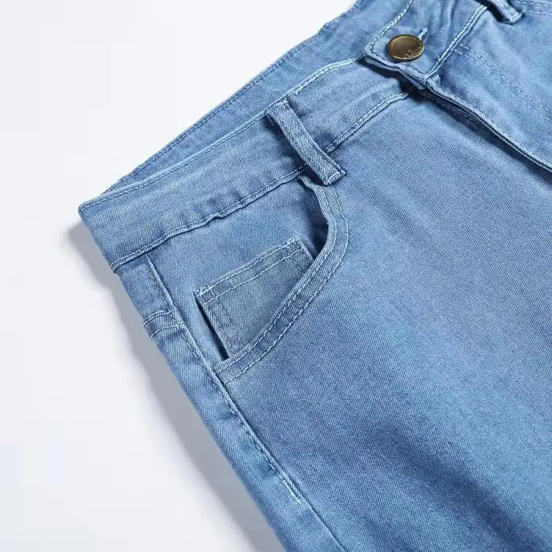 Slim Fit Ripped Men's Jeans Fashion Paint Hip Hop Male Denim Trousers Street Style Youth Cool Pant Stretch Jeans For Calves