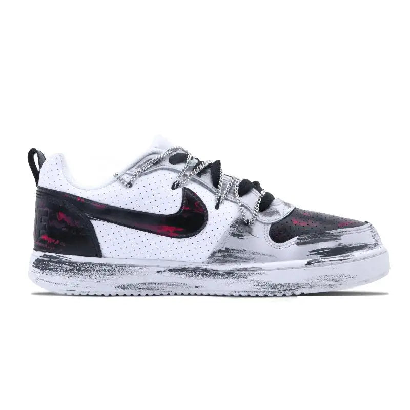 【Customize】Nike Court Borough Skateboarding Shoes Men Low-top Black Pink Sneakers shoes 838937-111