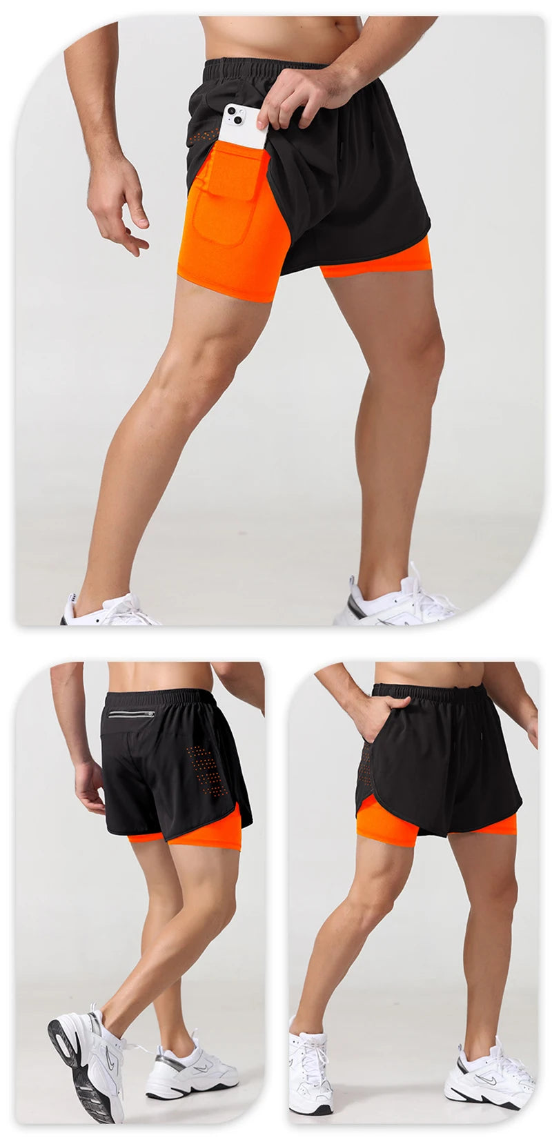 2023 Sport Shorts Men Sportswear Double-deck Training Short Pant Summer 2 In 1 Beach Homme Clothing Jogging Gym Running Shorts