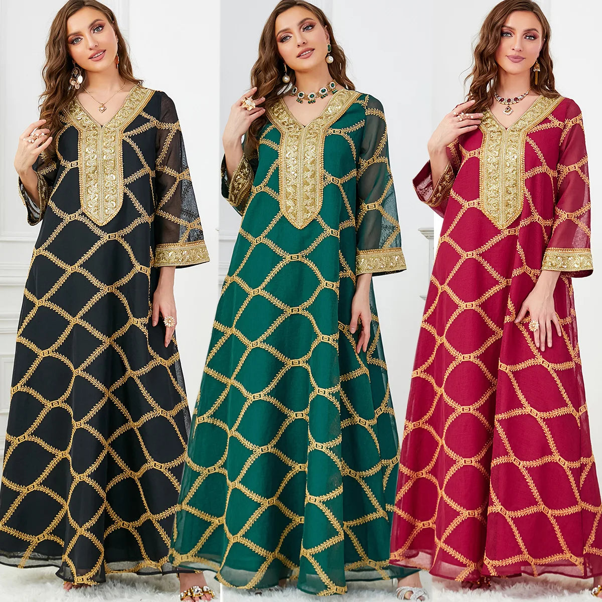 Middle East Evening Dress Set for Women, Muslim Fashion, Islamic Women's Gown, Ramadan, Dubai, Saudi Arabian, New, 2 Pcs