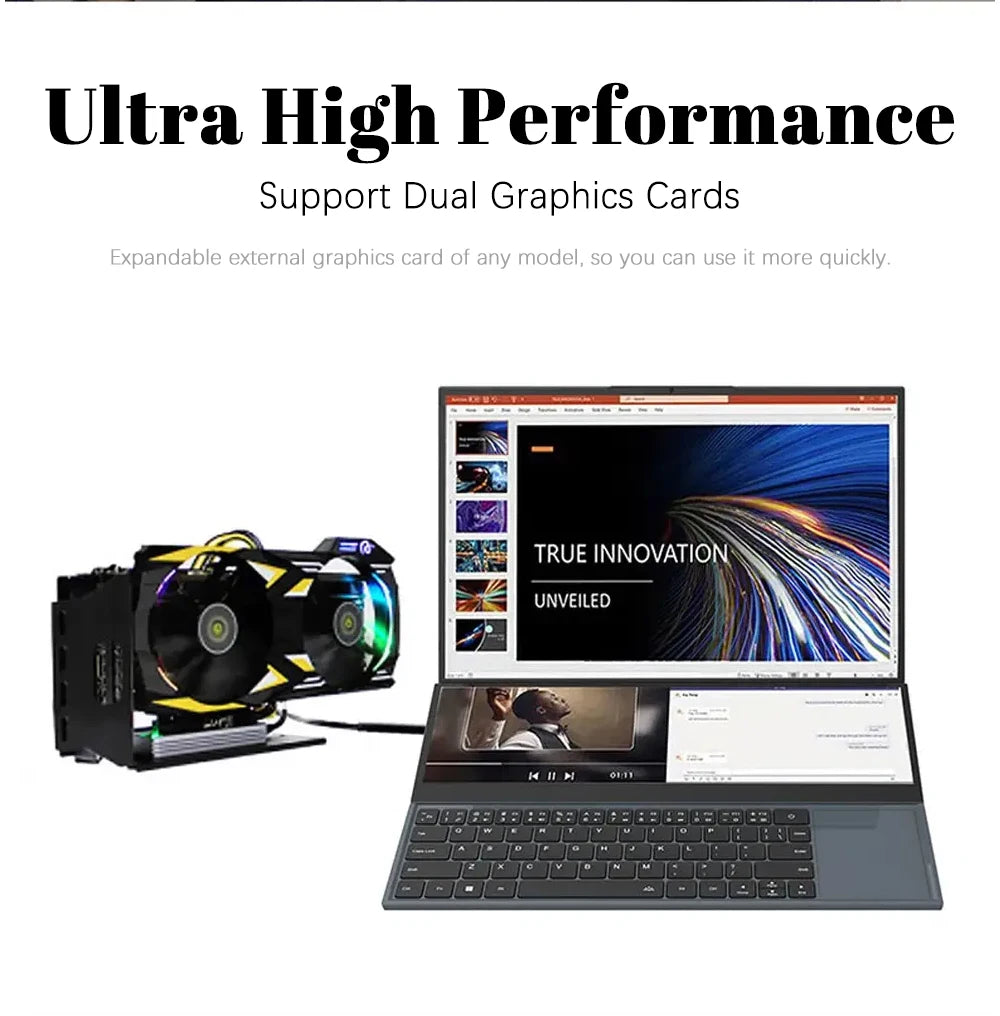 CRELANDER Double Screen Laptop Core i9 10th Generation Windows 11 Touch Screen Gamer Laptop PC Portable Notebook Computer