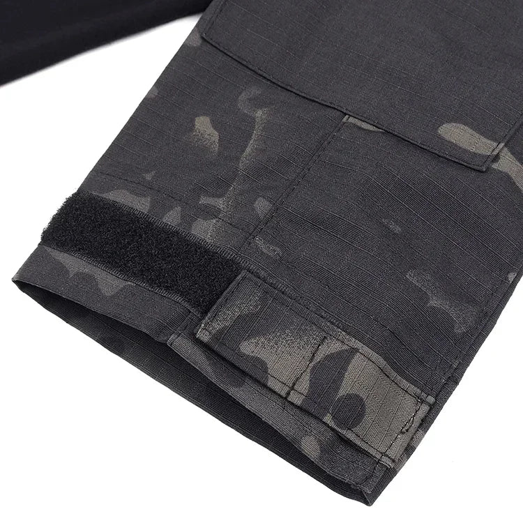 Outdoor Long Sleeve Tactical Shirts CP Combat Shirt 1/4 Zipper Ripstop Cotton Wear-resisting Camo Airsoft T Shirts Men Clothing