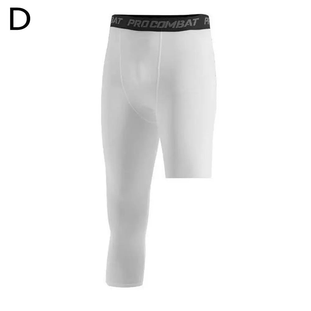 1pcs Summer Men Running Tights 3/4 Pants Male Basketball Football Soccer Fitness Exercise Sport Cropped One Leg Leggings