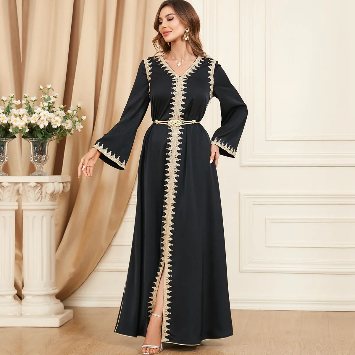 Middle East Evening Dress Set for Women, Muslim Fashion, Islamic Women's Gown, Ramadan, Dubai, Saudi Arabian, New, 2 Pcs